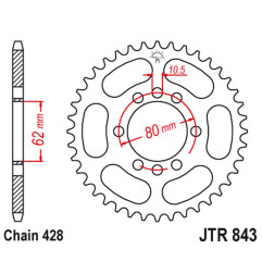 JT ZĘBATKA TYLNA 843 54 YAMAHA DT 80LC '85-'94 (+3, )DT 125LC '85-'88 (+1), XT 125 '88-90 (84354JT) (ŁAŃC. 428)