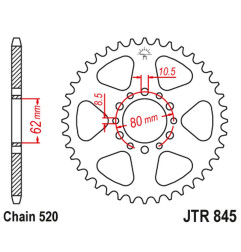 JT ZĘBATKA TYLNA 845 40 YAMAHA YZ 100 '76-77, SR 250 '85-96 (84540JT) (ŁAŃC. 520) NA ZAMÓWIENIE