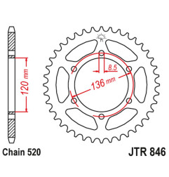 JT ZĘBATKA TYLNA 859 41 YAMAHA RZ 250 '86-92, SRX 400 (85941JT) (ŁAŃC. 520) NA ZAMÓWIENIE