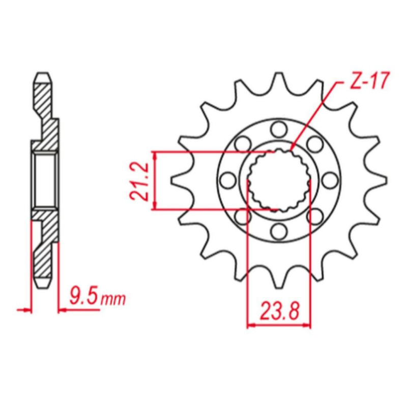 GROSSKOPF ZĘBATKA PRZEDNIA 342 13 HONDA CR 250 '88-'08, CRF 450 '02-'25, CRF 250R '22-'25 (JTF284.13)