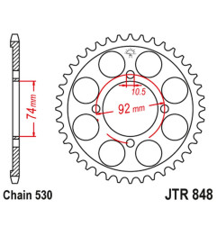JT ZĘBATKA TYLNA 848 37 YAMAHA RD 350 '74-76 (84837JT) (ŁAŃC. 530)NA ZAMÓWIENIE