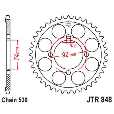 JT ZĘBATKA TYLNA 848 37 YAMAHA RD 350 '74-76 (84837JT) (ŁAŃC. 530)NA ZAMÓWIENIE
