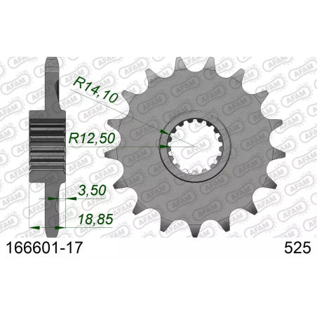 Zębatka przód Afam 166601 17z rozmiar 525
