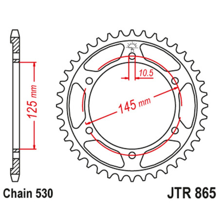 JT ZĘBATKA TYLNA 865 49 YAMAHA FZR 500H, M, N '89-'90 (JTR865.49)* (ŁAŃC. 530)