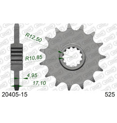 AFAM 2026/04 ZĘBATKA PRZEDNIA 2041 15 Z GUMĄ HONDA CB 500 '94-'03, CBF 500 '04-'08 (JTF297.15RB) (ŁAŃC. 525)