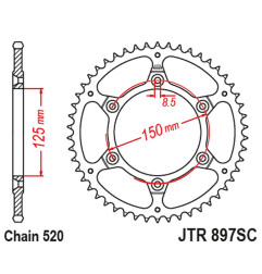 JT ZĘBATKA TYLNA 899 48 KTM SX/EXC ULTRALIGHT SAMOOCZYSZCZAJĄCA (89948JTSC) (ŁAŃC. 520)