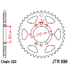 JT ZĘBATKA TYLNA 4675 45 KTM 125 DUKE '14-18, 390 DUKE/RC '13-18 (467545JTZBK)* (ŁAŃC. 520) KOLOR CZARNY