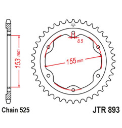 JT ZĘBATKA TYLNA 4642 38 KTM 1290 SUPERDUKE (14-18) (464238JTZBK) (ŁAŃC.525) KOLOR CZARNY - ZASTĘPUJE JTR893.38