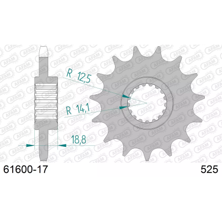 Zębatka przód Afam 61600 17z rozmiar 525