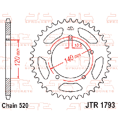 JT ZĘBATKA TYLNA 4397 43 TRIUMPH 865 BONEVILLE/THRUXTON '15-'16, SCRAMBLER '16-'17 (439743JT) (ŁAŃC. 520)
