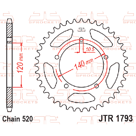 JT ZĘBATKA TYLNA 4397 43 TRIUMPH 865 BONEVILLE/THRUXTON '15-'16, SCRAMBLER '16-'17 (439743JT) (ŁAŃC. 520)