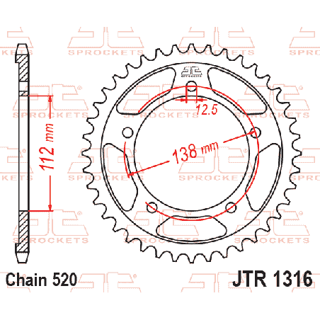 JT ZĘBATKA TYLNA 4384 38 HONDA X-ADVENTURE 750 '17-'22 (438438JT)