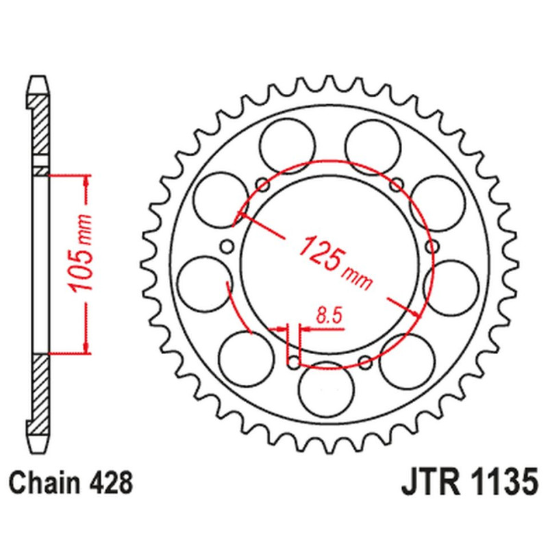 JT ZĘBATKA TYLNA APRILIA RX 125 E4 '18-'23 (JTR1135.69)* (ŁAŃC. 428) JT ZĘBATKA TYLNA APRILIA RX 125 E4 '18-'23 (JTR1135.69)* (ŁAŃC. 428)