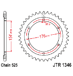 JT ZĘBATKA TYLNA 4679 44 HONDA CB 1000RA '18-19, VFR 800 V-TEC (ABS) '14-'17, VFR 800X CROSSRUNNER '15-'17 (467944JT)