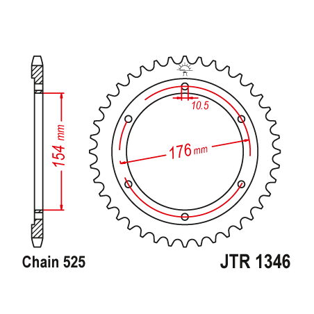 JT ZĘBATKA TYLNA 4679 44 HONDA CB 1000RA '18-19, VFR 800 V-TEC (ABS) '14-'17, VFR 800X CROSSRUNNER '15-'17 (467944JT)