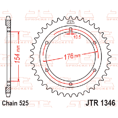 JT ZĘBATKA TYLNA 4679 44 HONDA CB 1000RA '18-19, VFR 800 V-TEC (ABS) '14-'17, VFR 800X CROSSRUNNER '15-'17 (467944JT)
