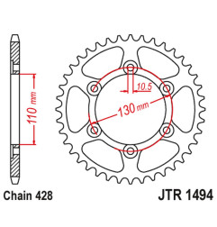 JT ZĘBATKA TYLNA 1494 56 KAWASAKI NINJA 125/Z 125 '19 (JTR1494.56)* (ŁAŃC. 428)