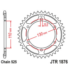 JT ZĘBATKA TYLNA 4385 45 SUZUKI GSXR 750 '11-'19, YAMAHA MT-09 '14-'20, R6 '06'-20 (438545JT) (ŁAŃC. 525) CZARNA (ORYG)