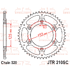 JT ZĘBATKA TYLNA 289 52 HONDA CR/CRF '83-'25 ULTRALIGHT SAMOOCZYSZCZAJĄCA (28952JTSC) (ŁAŃC. 520)
