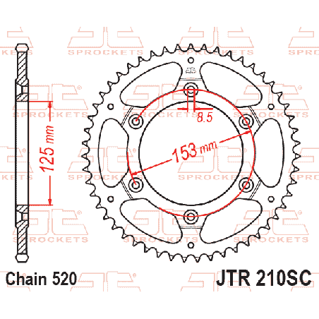 JT ZĘBATKA TYLNA 289 52 HONDA CR/CRF '83-'25 ULTRALIGHT SAMOOCZYSZCZAJĄCA (28952JTSC) (ŁAŃC. 520)