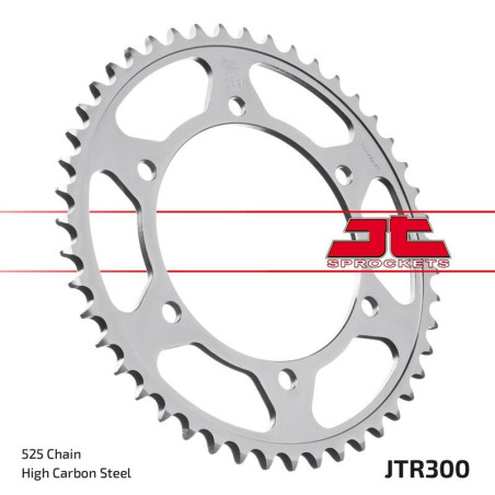 JT ZĘBATKA TYLNA 300 47 HONDA XL600V TRANSALP '87-'99, XL700V '08-'13 (30047JTZBK) (ŁAŃC. 525) KOLOR CZARNY