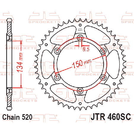 JT ZĘBATKA TYLNA 489 51 KAWASAKI KX/KXF '84-20 ULTRALIGHT SAMOOCZYSZCZAJĄCA (48951JTSC) - ZASTĘPUJE JTR460.51