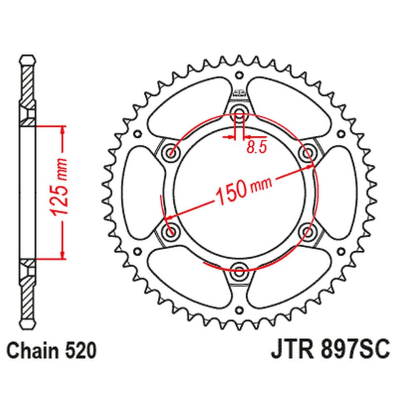JT ZĘBATKA TYLNA 899 45 KTM SX/EXC ULTRALITE SAMOOCZYSZCZAJĄCA (89945JT) (ŁAŃC. 520) JT ZĘBATKA TYLNA 899 45 KTM SX/EXC ULTRALITE SAMOOCZYSZCZAJĄCA (89945JT) (ŁAŃC. 520)