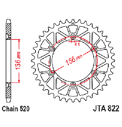 JT ZĘBATKA TYLNA 702 52 ALUMINIOWA RACELITE HUSQVARNA SM 610 (08-09), SUZUKI DR350 (90-03), RGV 250 (91-96) KOLOR CZARNY