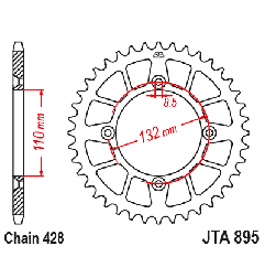 JT ZĘBATKA TYLNA 4486 50 ALUMINIOWA RACELITE KTM SX 85 '04-'24, 105 XC '07-'11 (448650JTA) (ŁAŃC. 428) KOLOR CZARNY