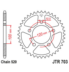 JT ZĘBATKA TYLNA 4396 42 APRILIA RSV 1000 MILE '98-'03 (KONWERSJA ŁAŃC. 520) TUAREG 660 '21-'24 (OEM: CM306203)