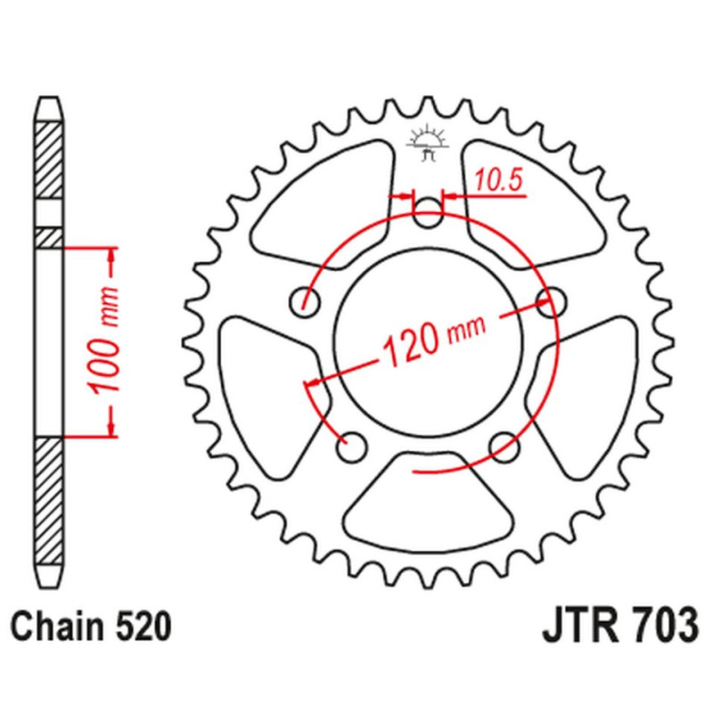 JT ZĘBATKA TYLNA 4396 42 APRILIA RSV 1000 MILE '98-'03 (KONWERSJA ŁAŃC. 520) TUAREG 660 '21-'24 (OEM: CM306203)