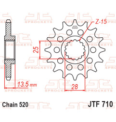 JT ZĘBATKA PRZEDNIA 2344 17 APRILIA TUAREG 660 '21-'24, TUONO 660 '21-'26, RS 660 '21-'24 (234417JT) (ŁAŃC. 520)