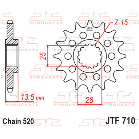 JT ZĘBATKA PRZEDNIA 2344 17 APRILIA TUAREG 660 '21-'24, TUONO 660 '21-'26, RS 660 '21-'24 (234417JT) (ŁAŃC. 520)