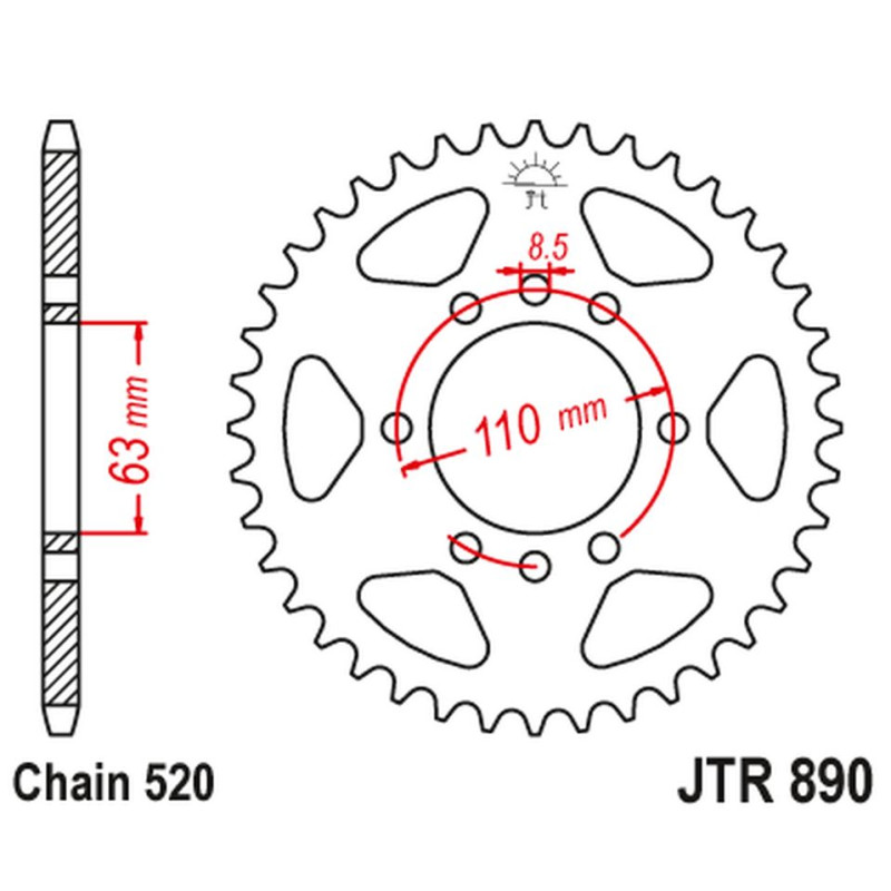 JT ZĘBATKA TYLNA 4675 44 KTM 125/200 DUKE '14-'22, 390 DUKE/RC '13-'23 (JTR890.44) (ŁAŃC. 520) KOLOR CZARNY JT ZĘBATKA TYLNA 4675 44 KTM 125/200 DUKE '14-'22, 390 DUKE/RC '13-'23 (JTR890.44) (ŁAŃC. 520) KOLOR CZARNY