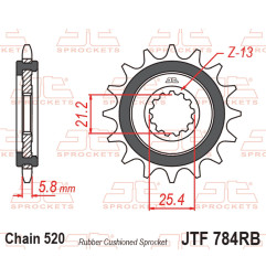 JT ZĘBATKA PRZEDNIA Z GUMĄ CF MOTO NK 650 '16-'24, CL-X 700 '21-'25, BENELLI TRK 702 / X EURO 5 '23-'24, (ŁAŃC. 520)