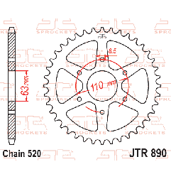 JT ZĘBATKA TYLNA 4675 44 KTM 125/200 DUKE '14-'22, 390 DUKE/RC '13-'23 (JTR890.44) (ŁAŃC. 520) KOLOR CZARNY