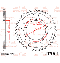 JT ZĘBATKA TYLNA 4760 43 ZONTES G1 / GK / U 125 '21-'23 (476046JT) (ŁANC. 520) (OEM: 1080100-114000)
