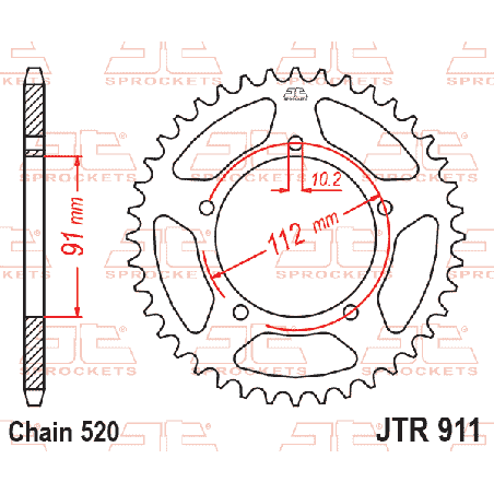 JT ZĘBATKA TYLNA 4760 43 ZONTES G1 / GK / U 125 '21-'23 (476046JT) (ŁANC. 520) (OEM: 1080100-114000)