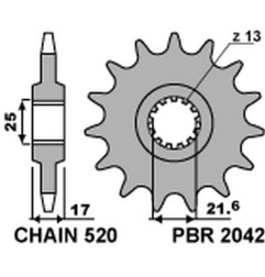 PBR ZĘBATKA PRZEDNIA 2042 15 18NC HONDA CB 500F/X '13-15, CBR 500R `13-15 (ŁAŃC. 520) (MADE IN ITALY)