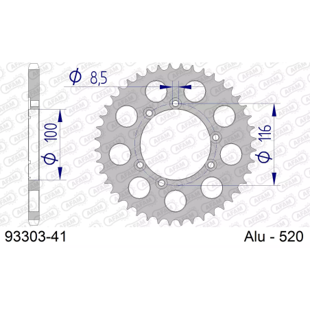 Zębatka tył aluminiowa Afam 93303 41z rozmiar 520