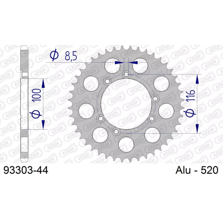 Zębatka tył aluminiowa Afam 93303 44z rozmiar 520