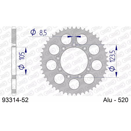 Zębatka tył aluminiowa Afam 93314 52z rozmiar 520