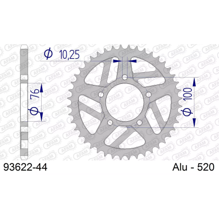 Zębatka tył aluminiowa Afam 93622 44z rozmiar 520
