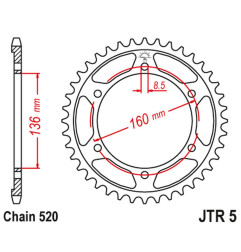 JT ZĘBATKA TYLNA 3552 47 BMW F650 APRILIA PEGASO 650 '92-'04 355247JTZBK) (ŁAŃC. 520) KOLOR CZARNY