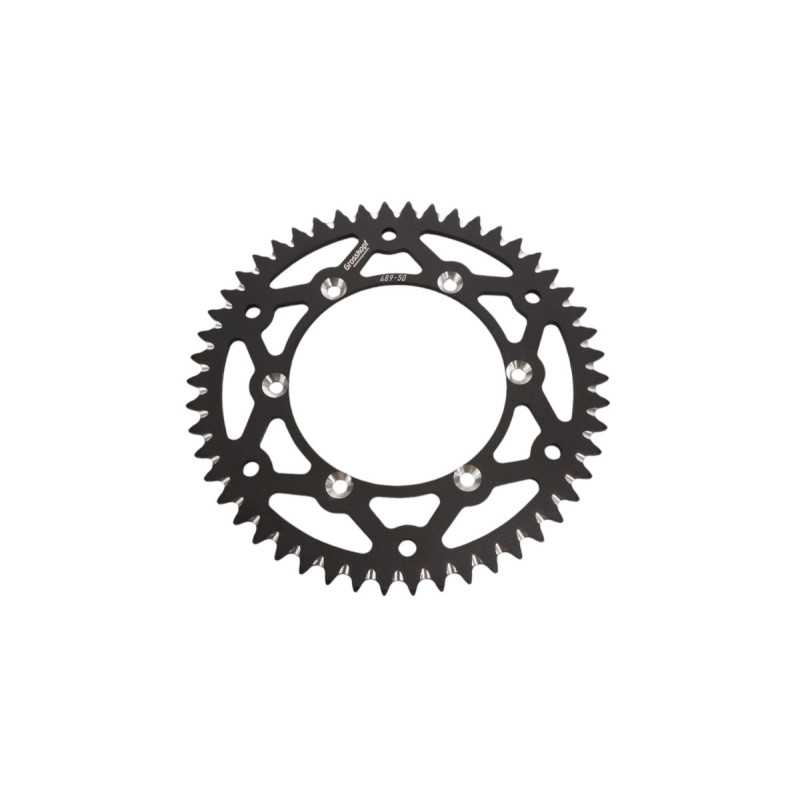 GROSSKOPF ZĘBATKA TYLNA ALUMINIOWA T7075 (ERGAL) 489 50 (48950) KAWASAKI KX/KXF '83-'24, SUZUKI RMZ '04-'06 KOLOR CZARNY