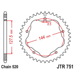 JT ZĘBATKA TYLNA 4320M 44 ALUMINIOWA RACELITE DUCATI MONSTER 800 S2R '05-'07, HYPERMOTARD 950 '19-'23