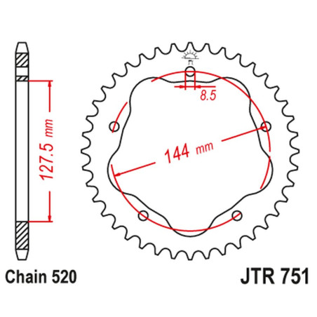 JT ZĘBATKA TYLNA 4320M 44 ALUMINIOWA RACELITE DUCATI MONSTER 800 S2R '05-'07, HYPERMOTARD 950 '19-'23