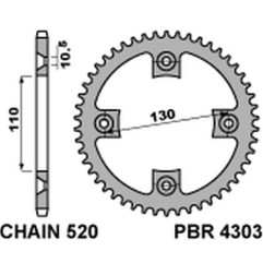 PBR WYPRZEDAZ ZĘBATKA TYLNA 4303 39 C45 HONDA TRX 400 X 09 (JTR1350.39) (ŁAŃC. 520) (MADE IN ITALY)