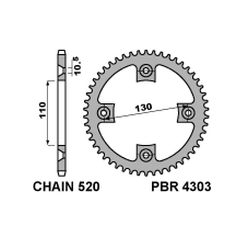 PBR WYPRZEDAZ ZĘBATKA TYLNA 4303 39 C45 HONDA TRX 400 X 09 (JTR1350.39) (ŁAŃC. 520) (MADE IN ITALY)