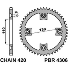 PBR ZĘBATKA TYLNA 4306 55 HONDA CR 80/85 (JTR215.55)* (ŁAŃC. 420) (MADE IN ITALY)